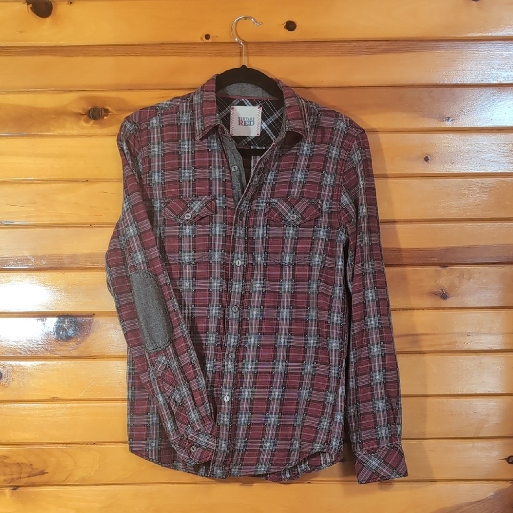 Vintage Red Plaid Button-Up Shirt